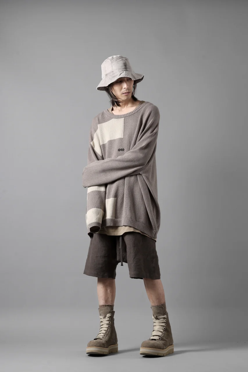 A.F ARTEFACT STRIPES COMBI SUMMER KNIT TOPS / COTTON LINEN (GREY x IVORY) - Image 15