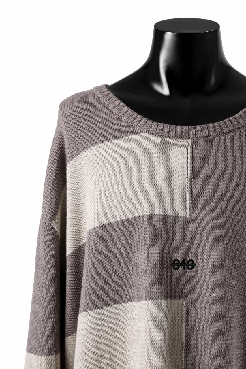 A.F ARTEFACT STRIPES COMBI SUMMER KNIT TOPS / COTTON LINEN (GREY x IVORY) - Image 6