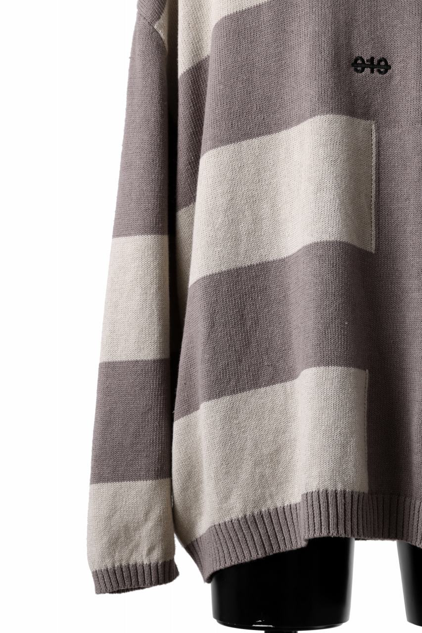 A.F ARTEFACT STRIPES COMBI SUMMER KNIT TOPS / COTTON LINEN (GREY x IVORY) - Image 8