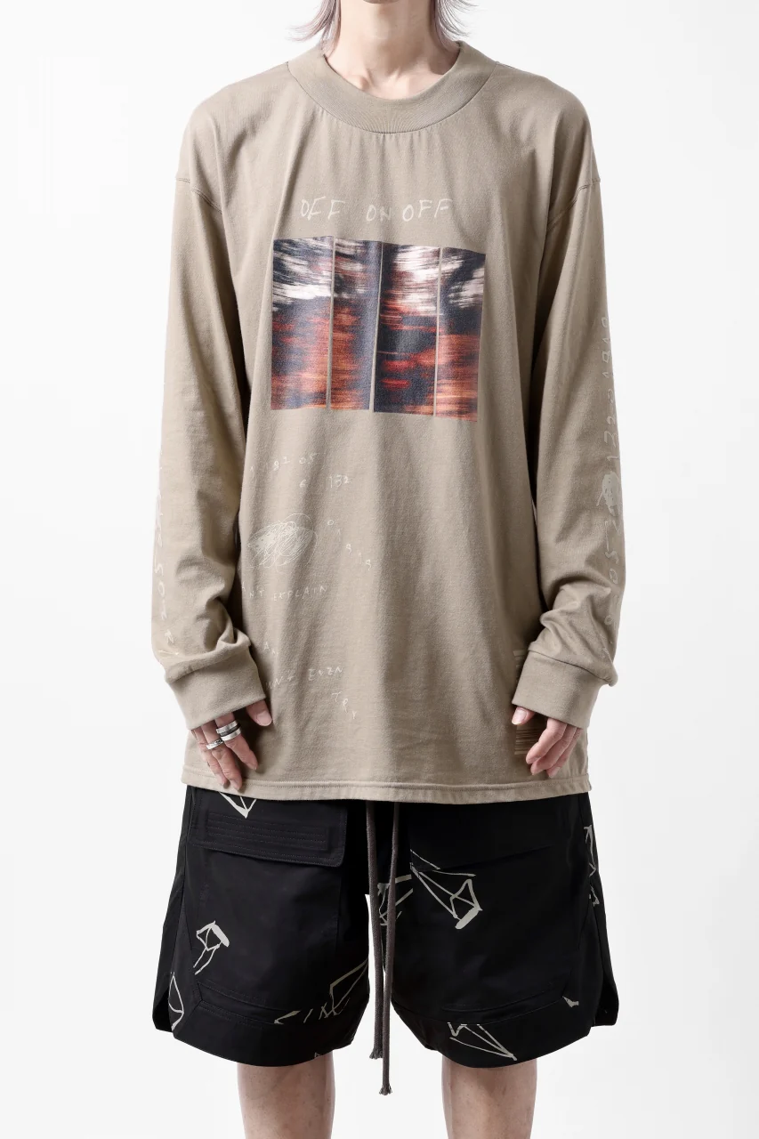 A.F ARTEFACT THICK-COLLAR BASIC L/S T-SHIRT / TYPE A PRINT (BEIGE) - Image 3