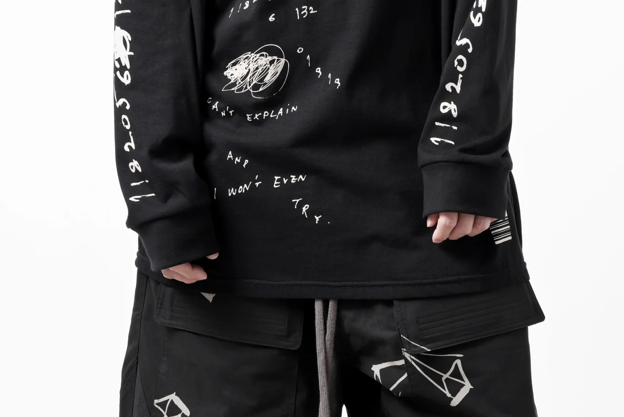 A.F ARTEFACT THICK-COLLAR BASIC L/S T-SHIRT / TYPE A PRINT (BLACK) - Image 32