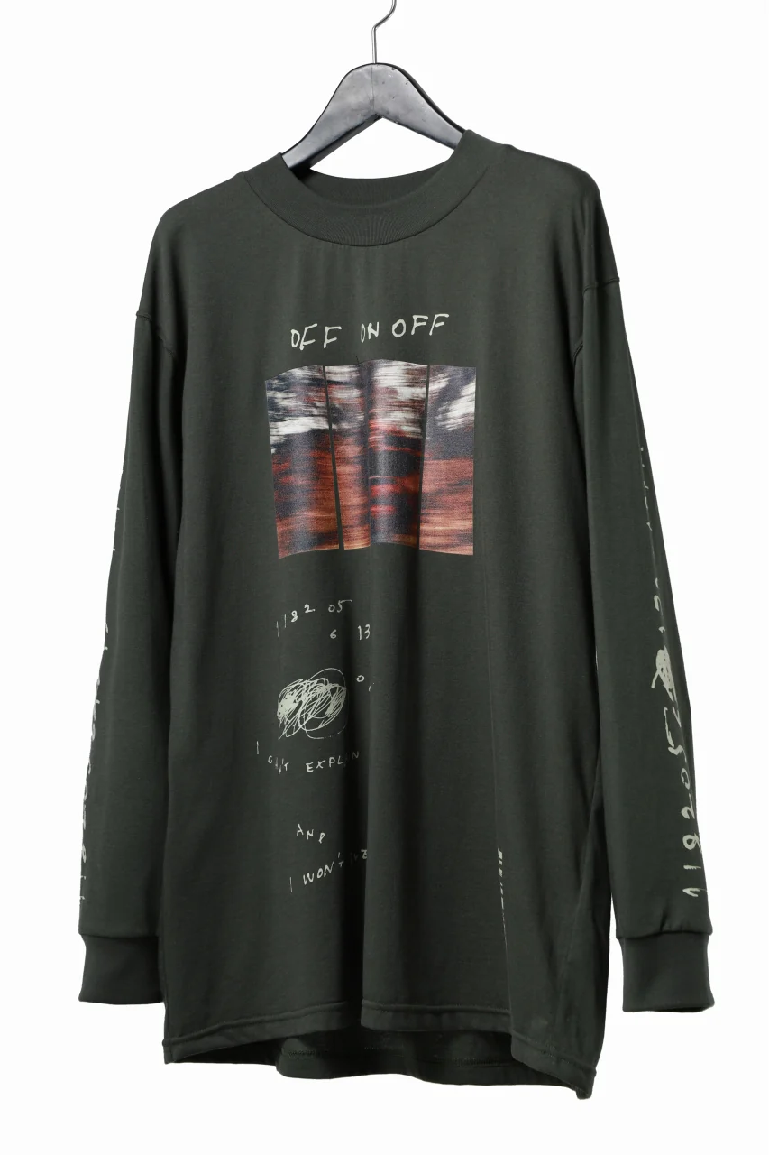 A.F ARTEFACT THICK-COLLAR BASIC L/S T-SHIRT / TYPE A PRINT (KHAKI) - Image 3