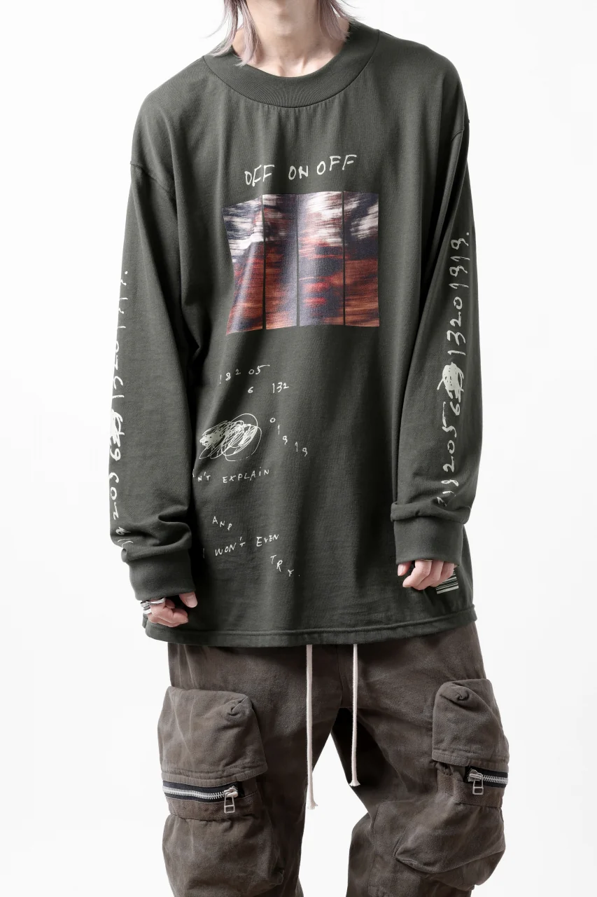 A.F ARTEFACT THICK-COLLAR BASIC L/S T-SHIRT / TYPE A PRINT (KHAKI) - Image 6