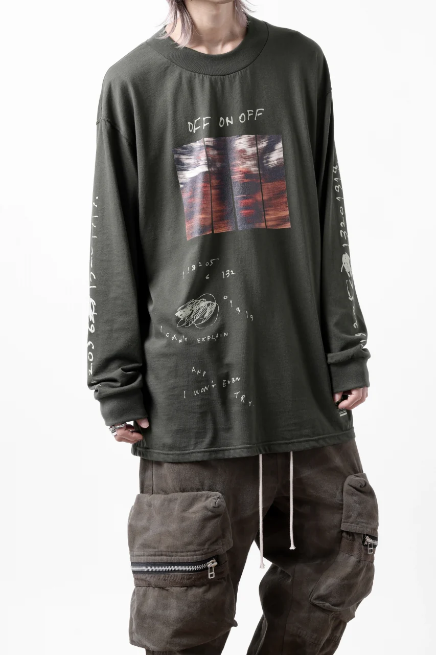 A.F ARTEFACT THICK-COLLAR BASIC L/S T-SHIRT / TYPE A PRINT (KHAKI) - Image 7