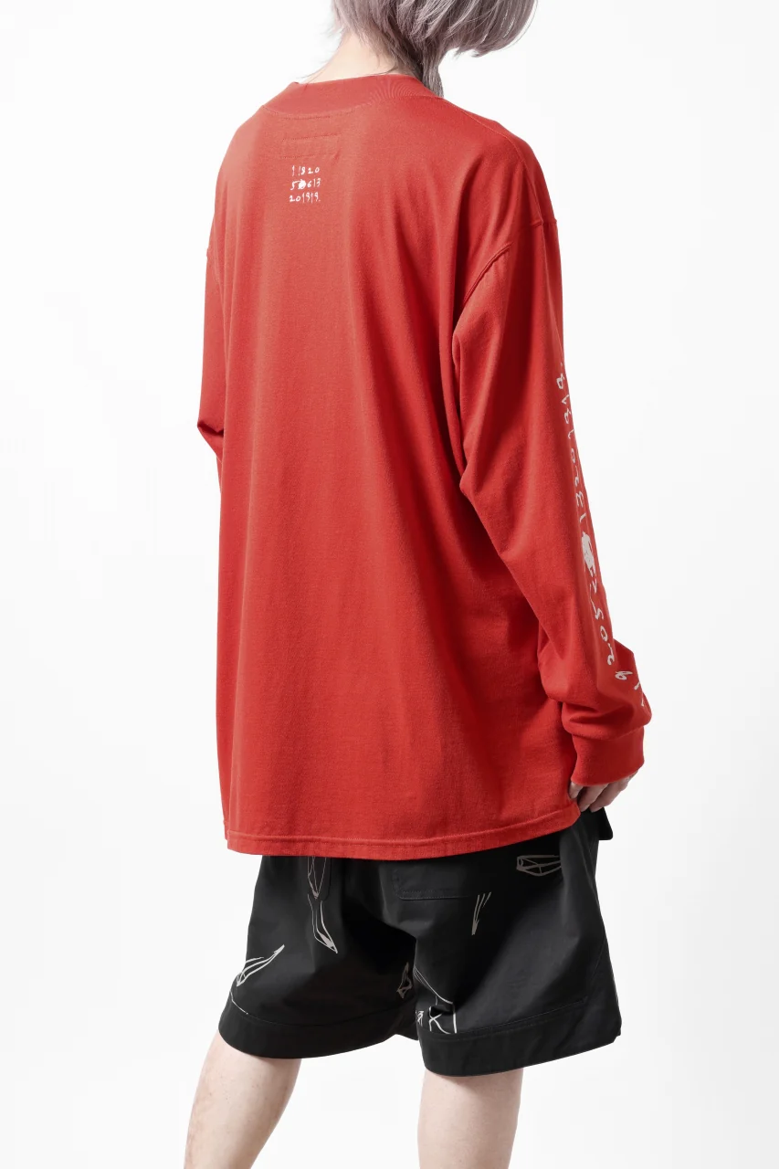 A.F ARTEFACT THICK-COLLAR BASIC L/S T-SHIRT / TYPE A PRINT (ORANGE) - Image 9