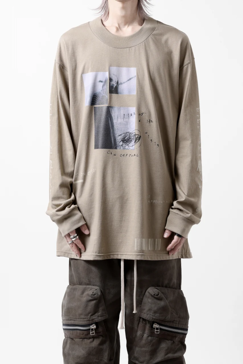A.F ARTEFACT THICK-COLLAR BASIC L/S T-SHIRT / TYPE B PRINT (BEIGE) - Image 2