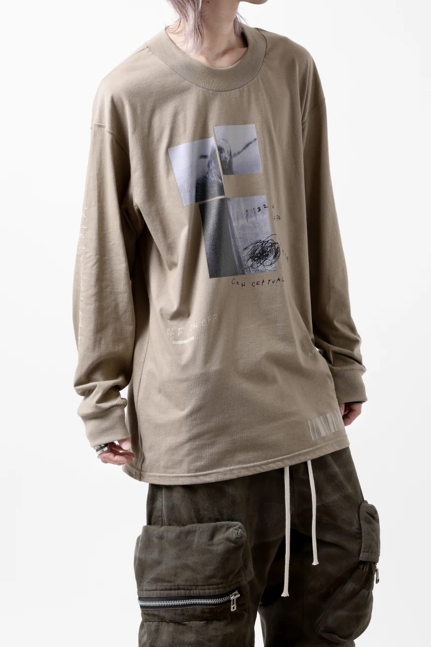 A.F ARTEFACT THICK-COLLAR BASIC L/S T-SHIRT / TYPE B PRINT (BEIGE) - Image 3