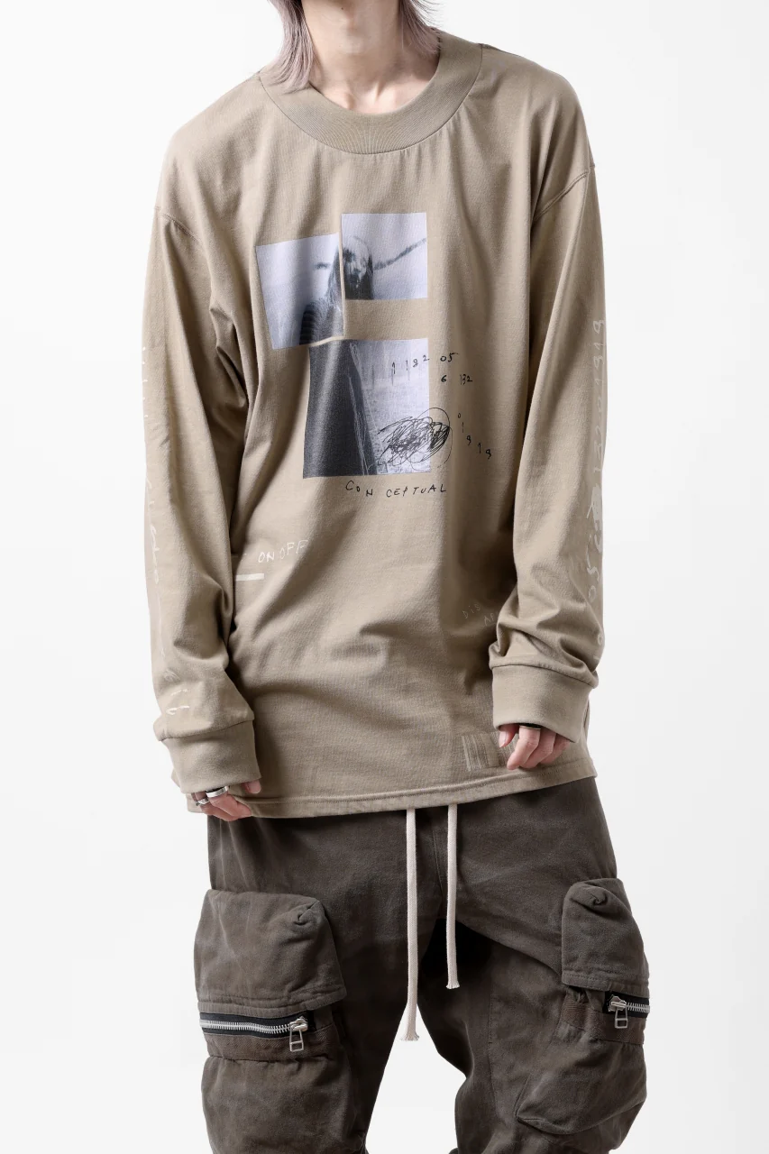 A.F ARTEFACT THICK-COLLAR BASIC L/S T-SHIRT / TYPE B PRINT (BEIGE) - Image 5