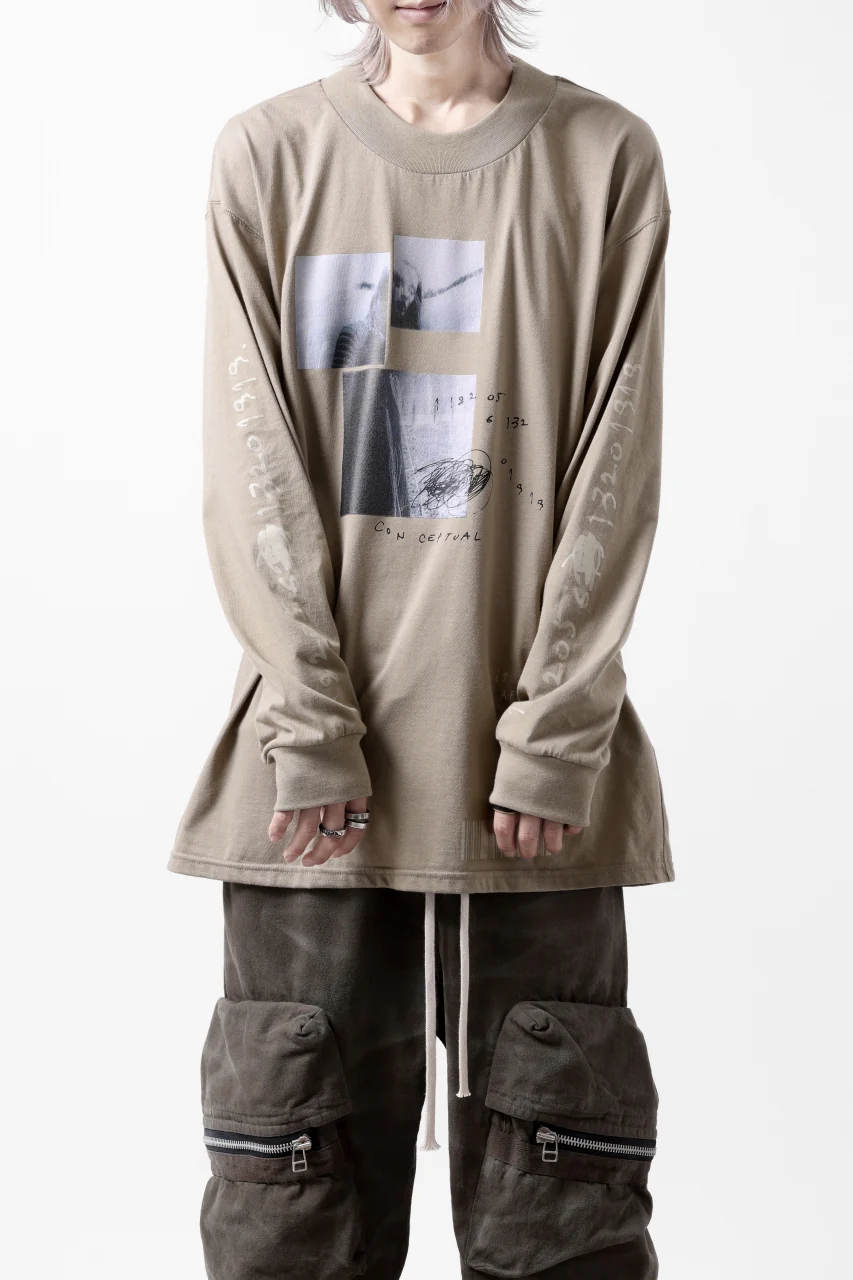 A.F ARTEFACT THICK-COLLAR BASIC L/S T-SHIRT / TYPE B PRINT (BEIGE) - Image 6