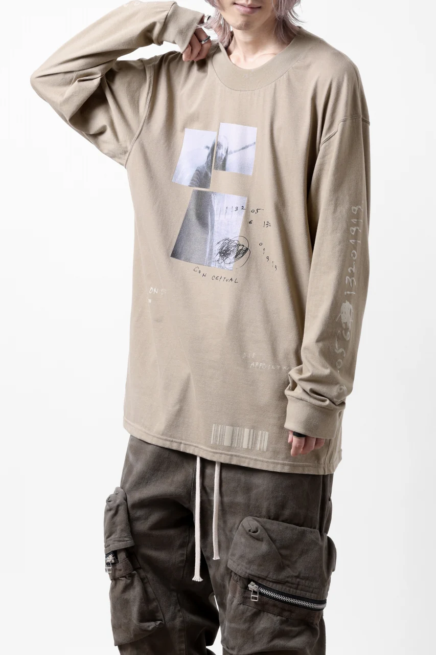 A.F ARTEFACT THICK-COLLAR BASIC L/S T-SHIRT / TYPE B PRINT (BEIGE) - Image 8