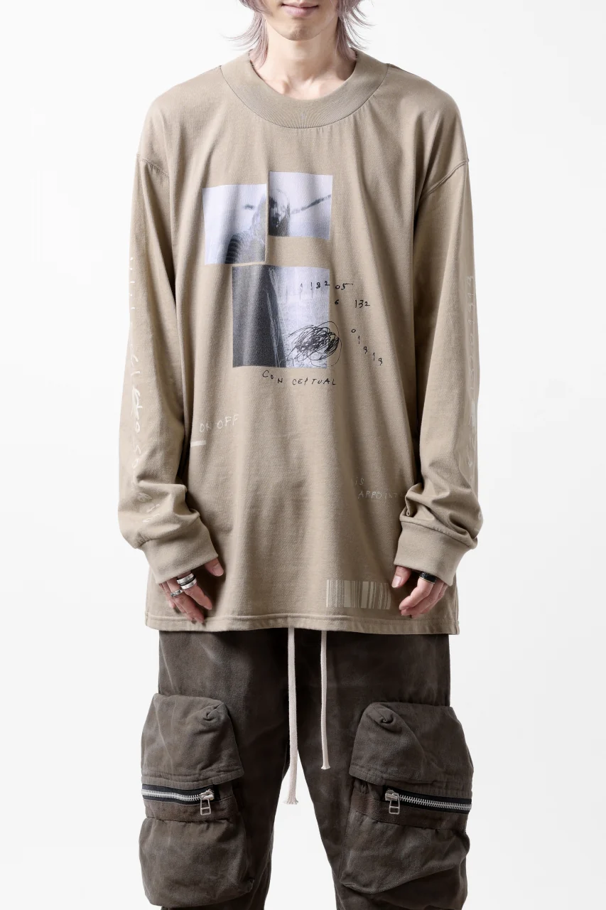 A.F ARTEFACT THICK-COLLAR BASIC L/S T-SHIRT / TYPE B PRINT (BEIGE) - Image 9