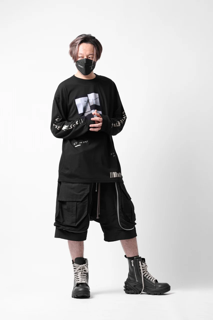 A.F ARTEFACT THICK-COLLAR BASIC L/S T-SHIRT / TYPE B PRINT (BLACK) - Image 40