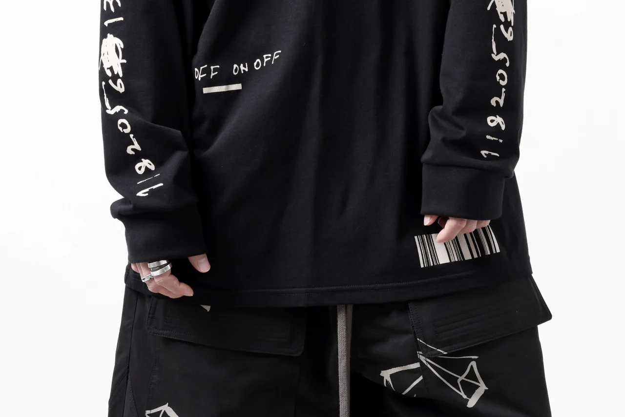A.F ARTEFACT THICK-COLLAR BASIC L/S T-SHIRT / TYPE B PRINT (BLACK) - Image 45