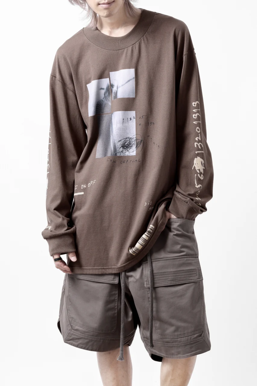 A.F ARTEFACT THICK-COLLAR BASIC L/S T-SHIRT / TYPE B PRINT (BROWN) - Image 7