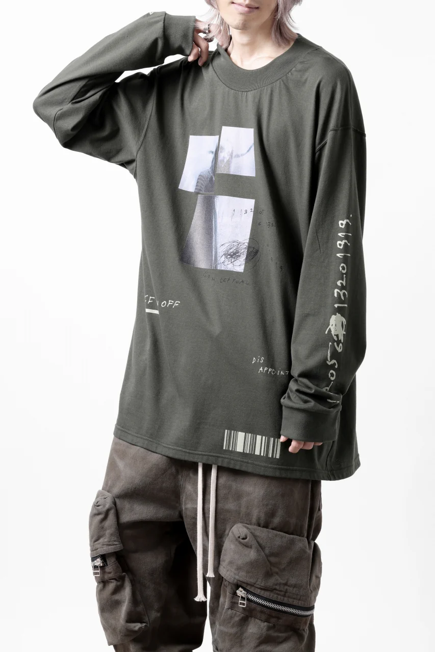 A.F ARTEFACT THICK-COLLAR BASIC L/S T-SHIRT / TYPE B PRINT (KHAKI) - Image 10