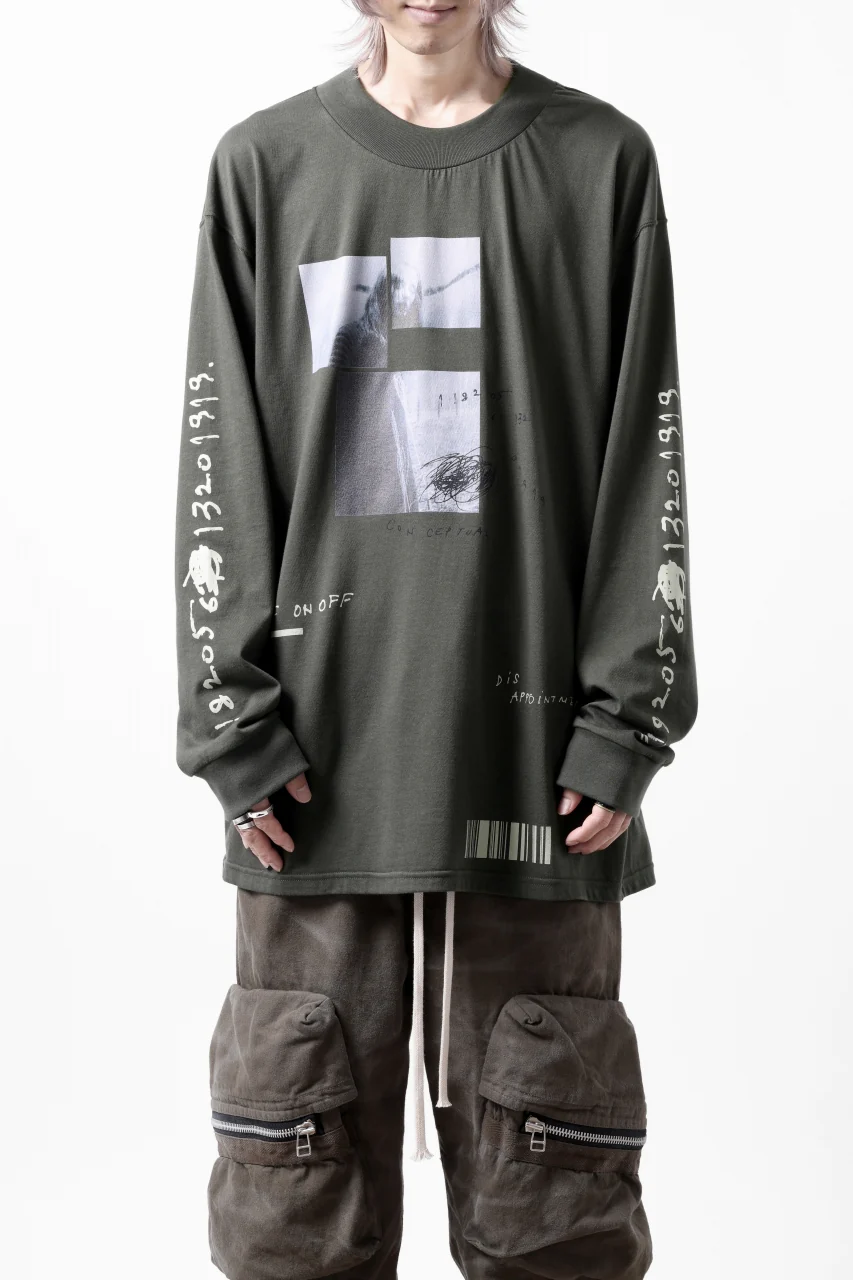 A.F ARTEFACT THICK-COLLAR BASIC L/S T-SHIRT / TYPE B PRINT (KHAKI) - Image 11