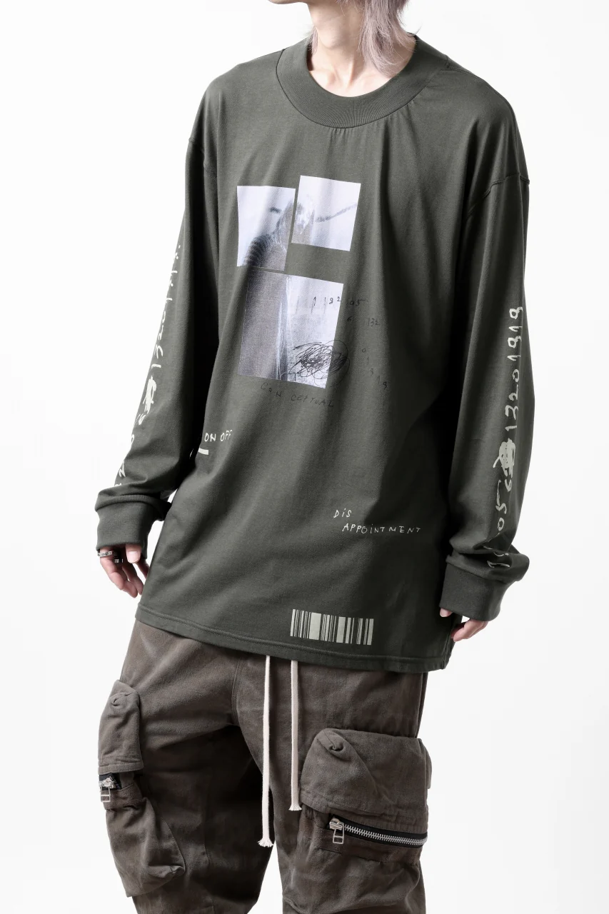 A.F ARTEFACT THICK-COLLAR BASIC L/S T-SHIRT / TYPE B PRINT (KHAKI) - Image 2