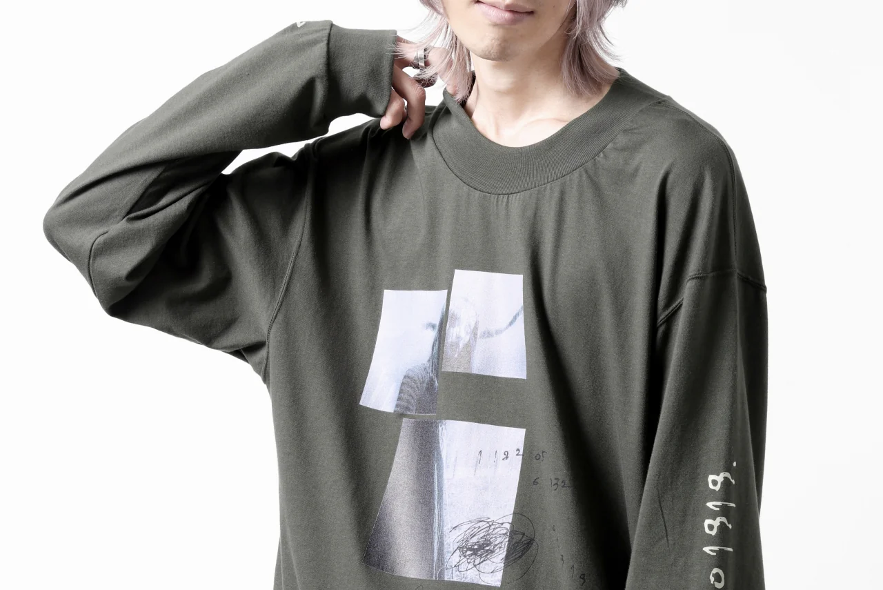 A.F ARTEFACT THICK-COLLAR BASIC L/S T-SHIRT / TYPE B PRINT (KHAKI) - Image 26