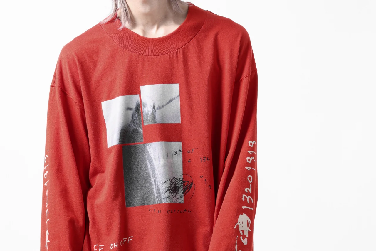 A.F ARTEFACT THICK-COLLAR BASIC L/S T-SHIRT / TYPE B PRINT (ORANGE) - Image 38