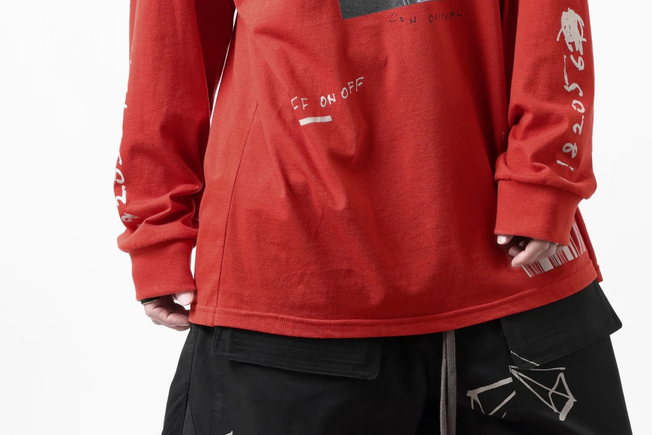 A.F ARTEFACT THICK-COLLAR BASIC L/S T-SHIRT / TYPE B PRINT (ORANGE) - Image 39