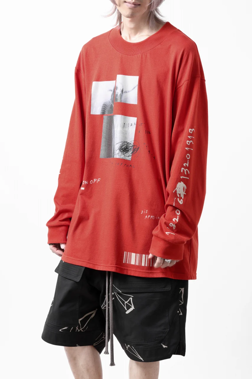 A.F ARTEFACT THICK-COLLAR BASIC L/S T-SHIRT / TYPE B PRINT (ORANGE) - Image 4