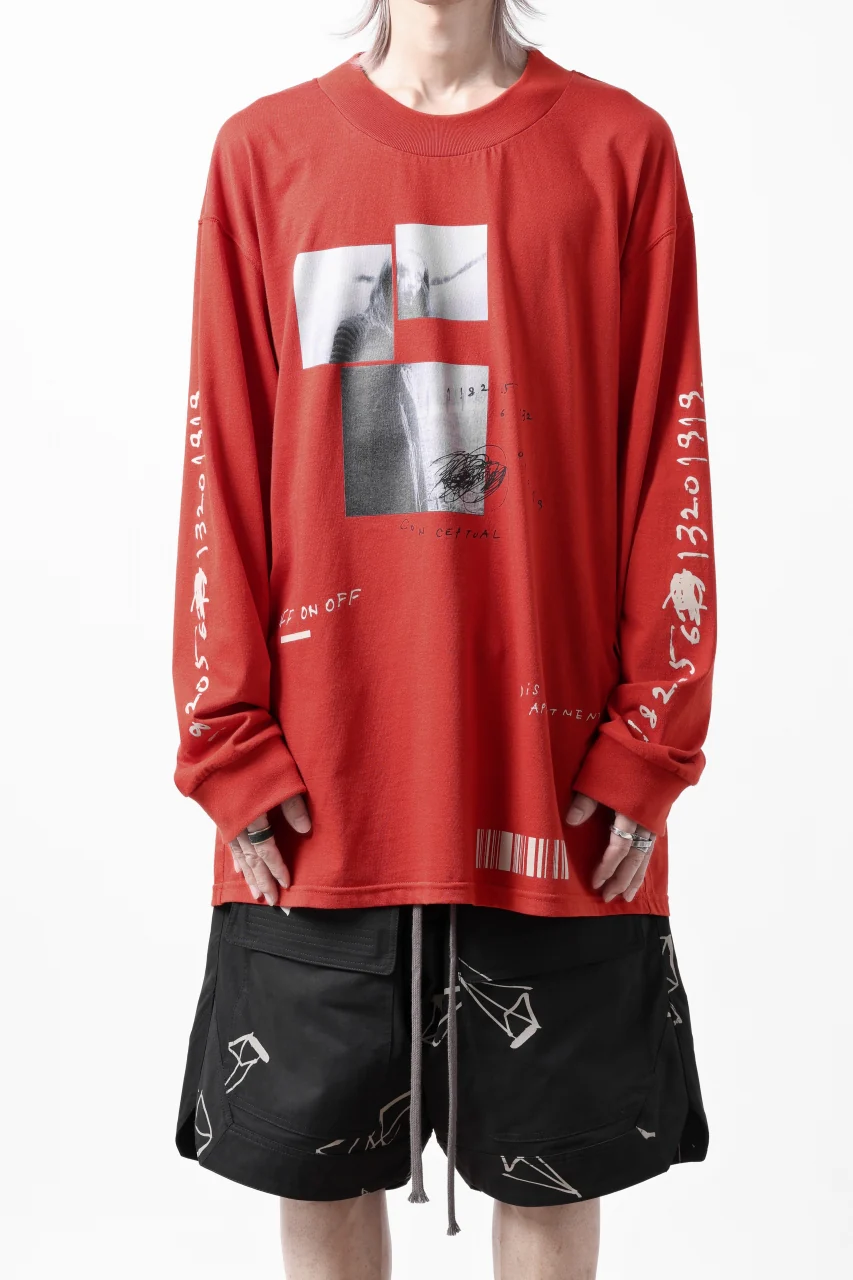 A.F ARTEFACT THICK-COLLAR BASIC L/S T-SHIRT / TYPE B PRINT (ORANGE) - Image 5