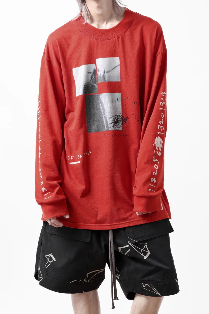 A.F ARTEFACT THICK-COLLAR BASIC L/S T-SHIRT / TYPE B PRINT (ORANGE) - Image 6
