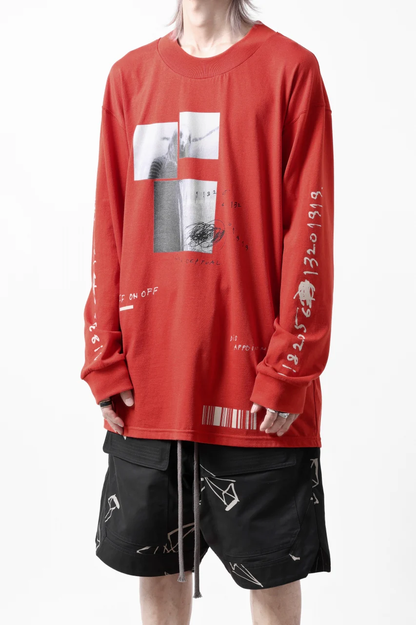 A.F ARTEFACT THICK-COLLAR BASIC L/S T-SHIRT / TYPE B PRINT (ORANGE) - Image 7