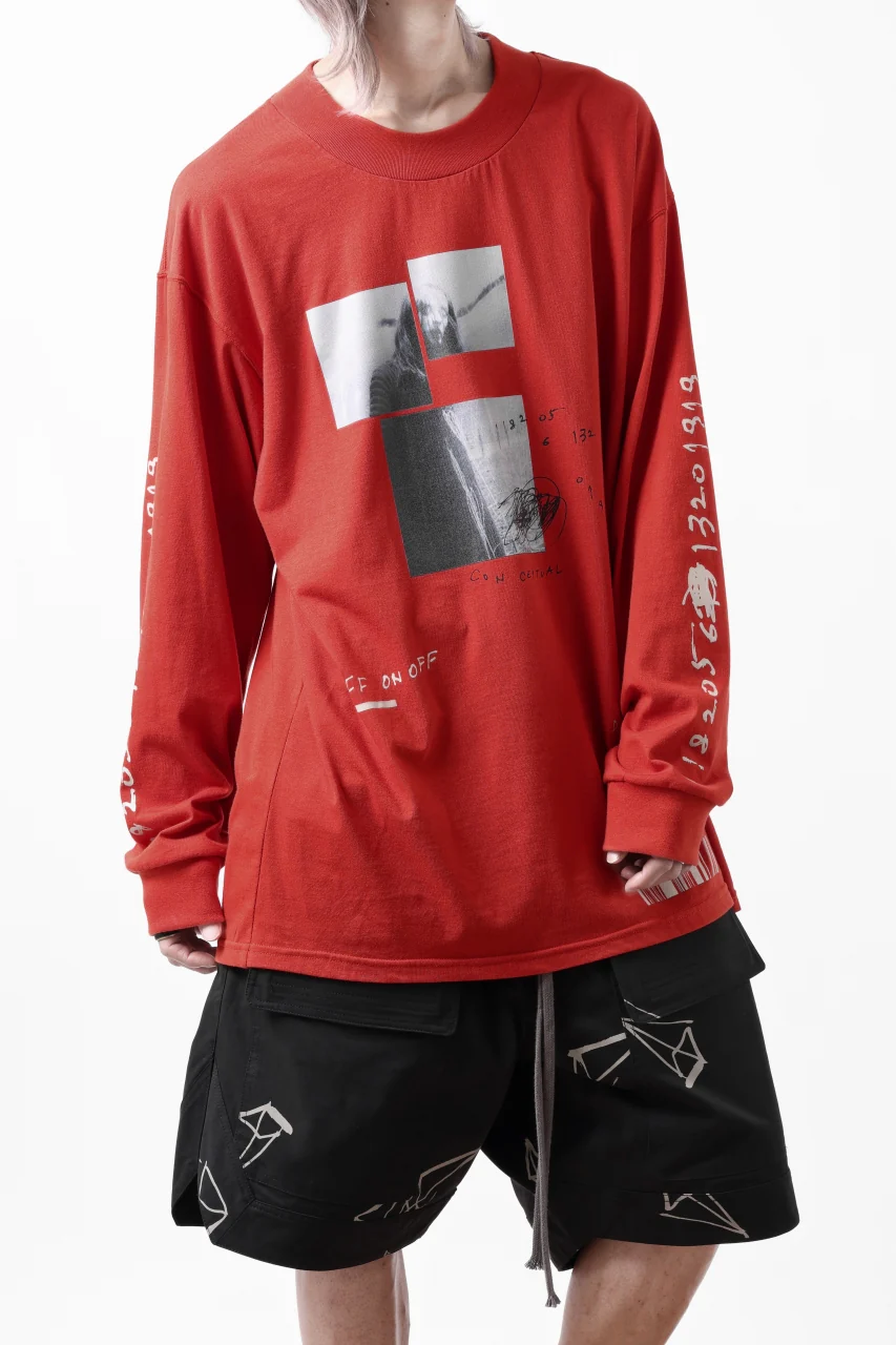 A.F ARTEFACT THICK-COLLAR BASIC L/S T-SHIRT / TYPE B PRINT (ORANGE) - Image 9