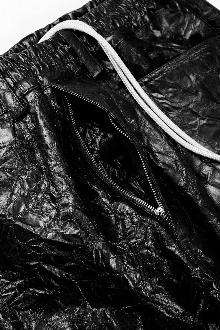 A.F ARTEFACT TUCK CARGO PANTS / WASHER SYNTHETIC LEATHER (BLACK) - Image 11