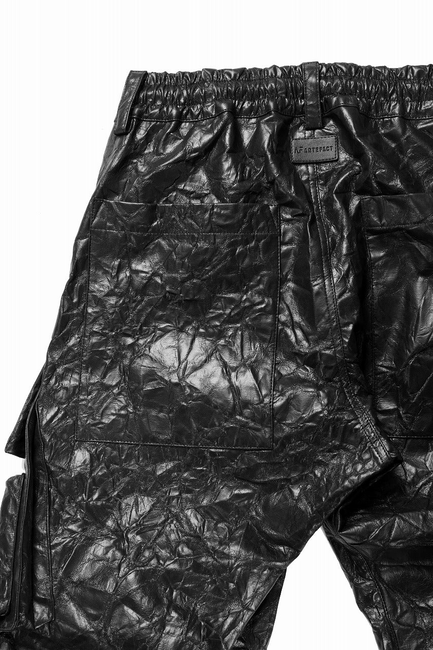 A.F ARTEFACT TUCK CARGO PANTS / WASHER SYNTHETIC LEATHER (BLACK) - Image 12