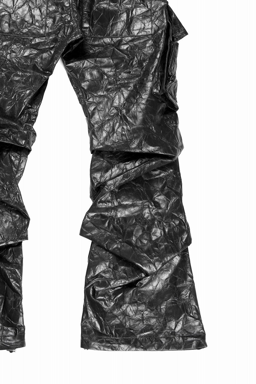A.F ARTEFACT TUCK CARGO PANTS / WASHER SYNTHETIC LEATHER (BLACK) - Image 14