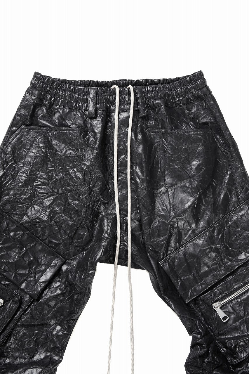 A.F ARTEFACT TUCK CARGO PANTS / WASHER SYNTHETIC LEATHER (BLACK) - Image 5