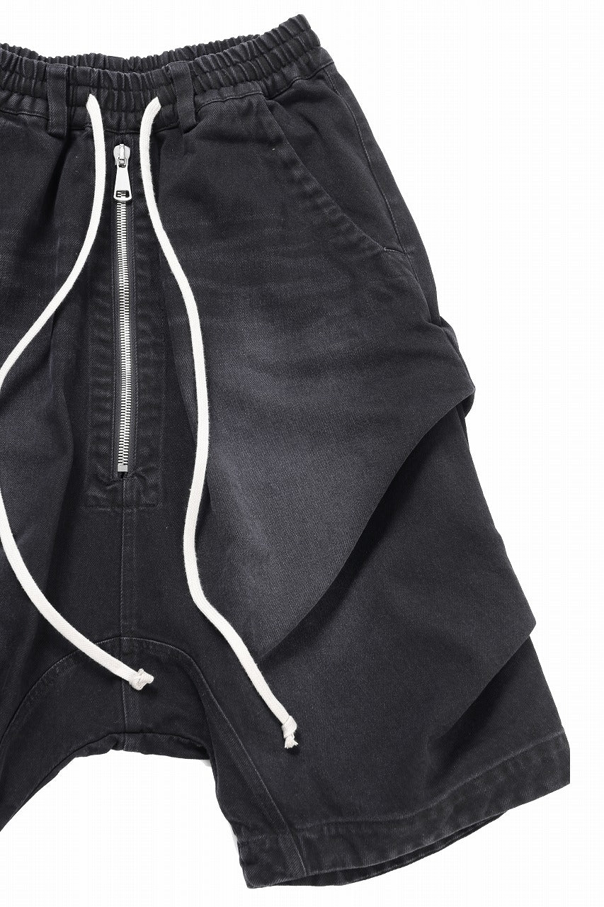 A.F ARTEFACT TUCK SHORTS / FADED DENIM (BLACK) - Image 5