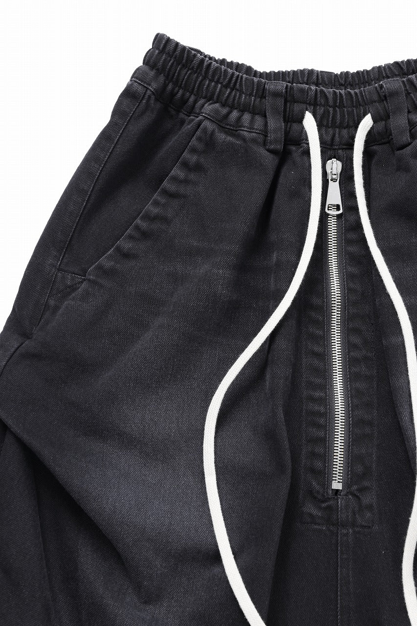 A.F ARTEFACT TUCK SHORTS / FADED DENIM (BLACK) - Image 6