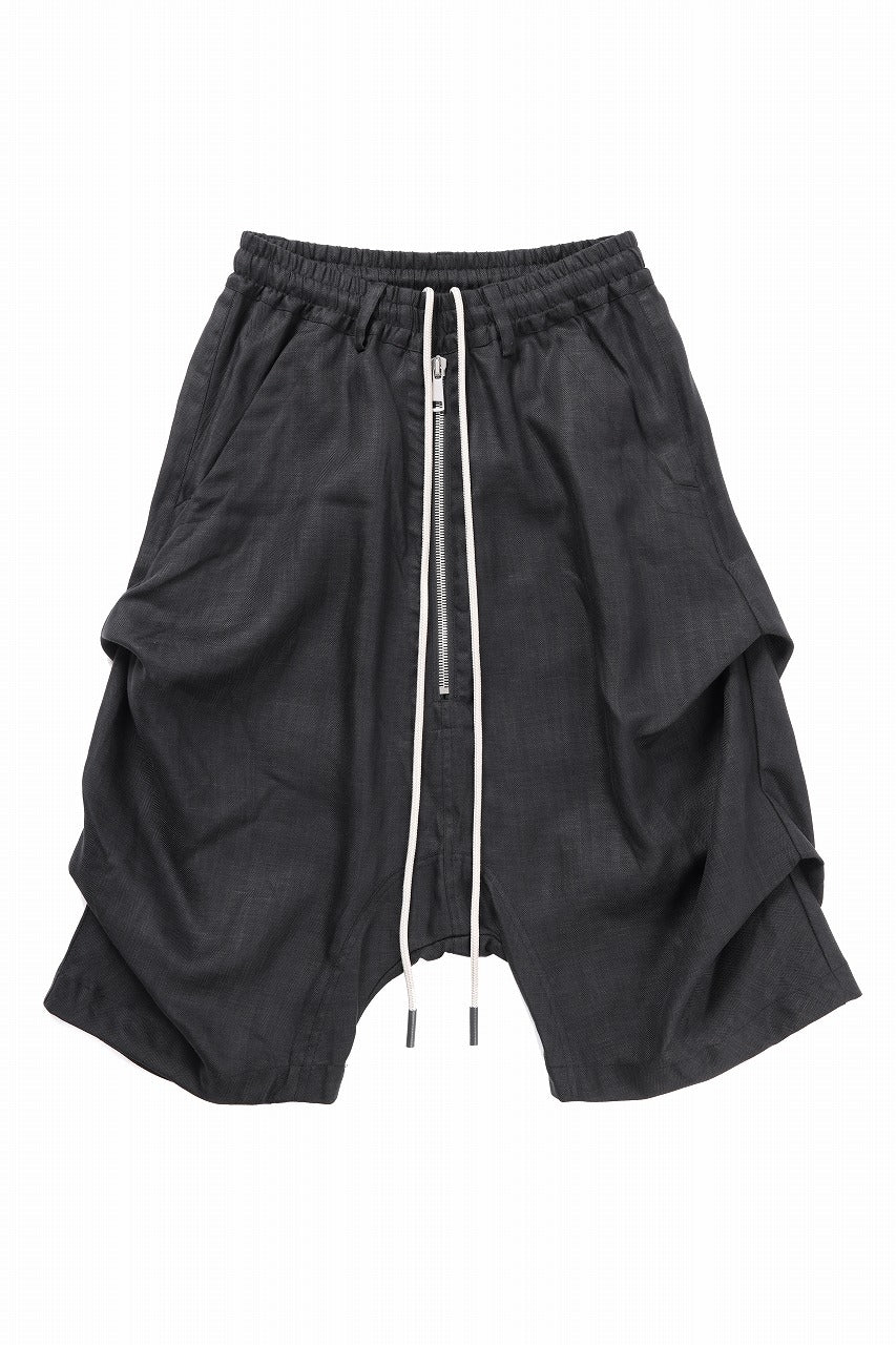 A.F ARTEFACT TUCK SHORTS / HERRINGBONE LINEN (BLACK)