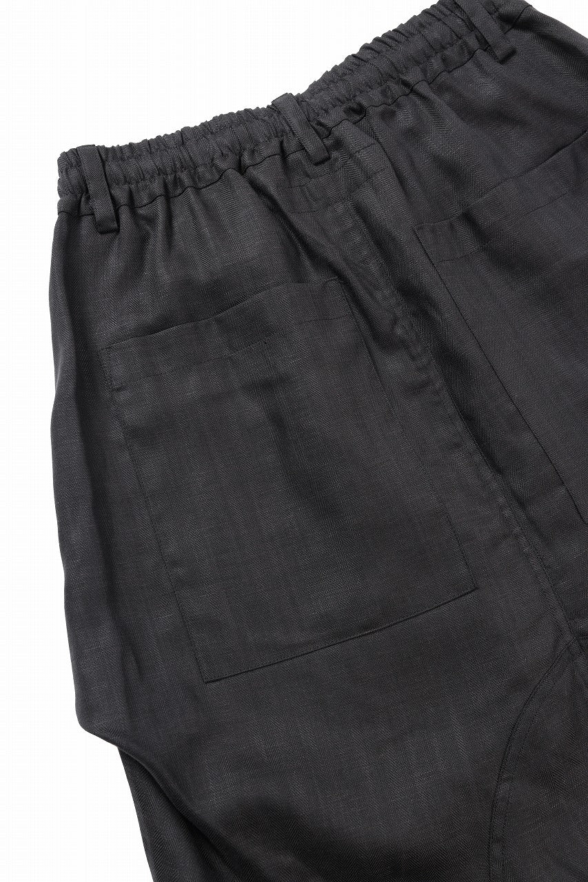 A.F ARTEFACT TUCK SHORTS / HERRINGBONE LINEN (BLACK) - Image 10