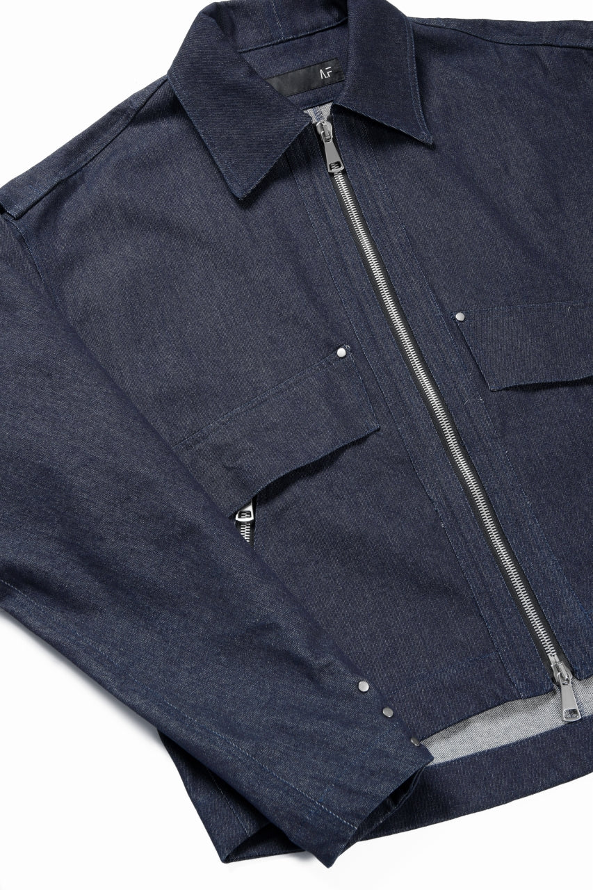 A.F ARTEFACT TUCK SLEEVE JACKET / RAW DENIM (NAVY) - Image 9