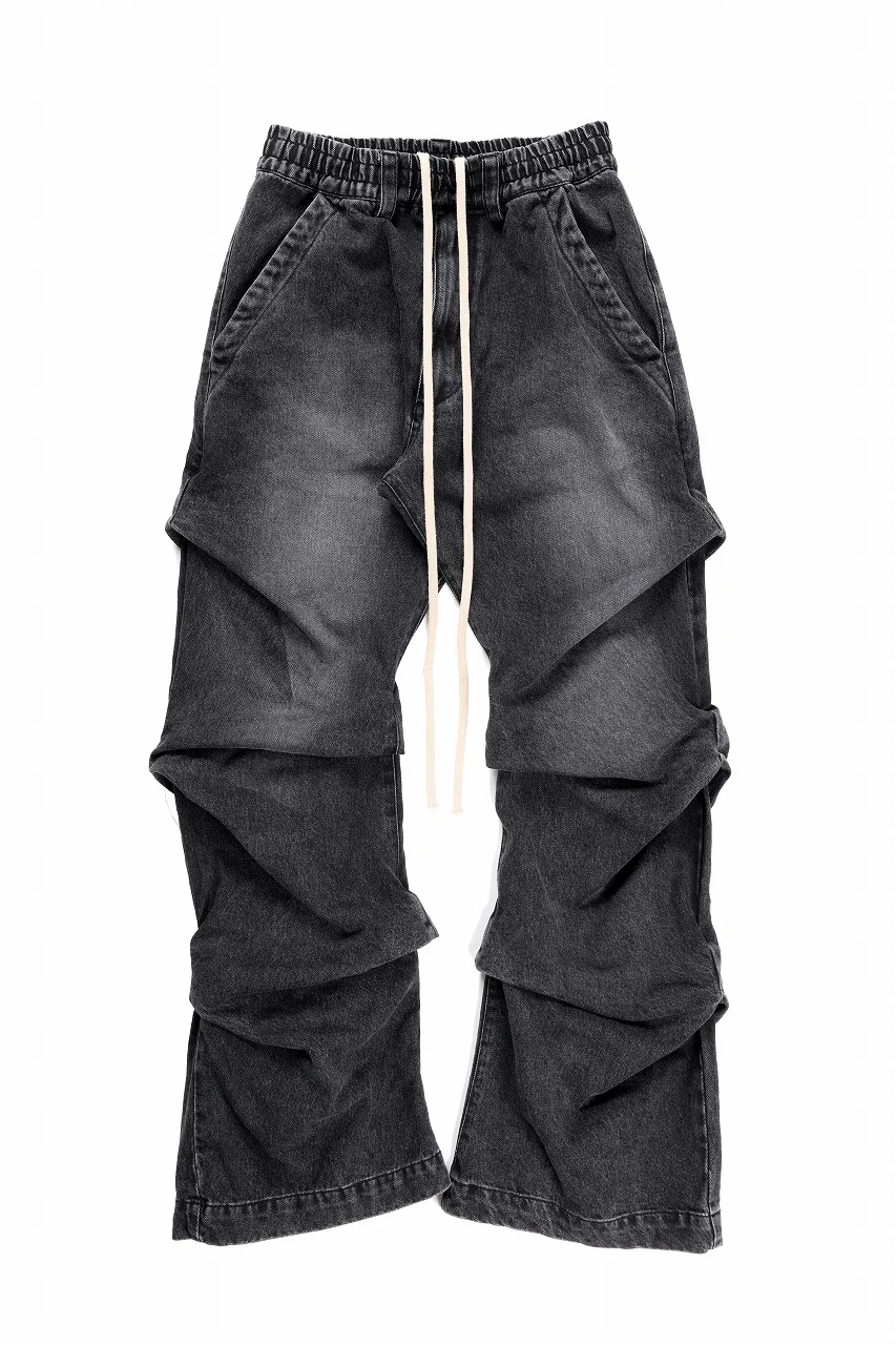 A.F ARTEFACT TUCK SLIM BAGGY PANTS / FADED DENIM (BLACK) - Image 2