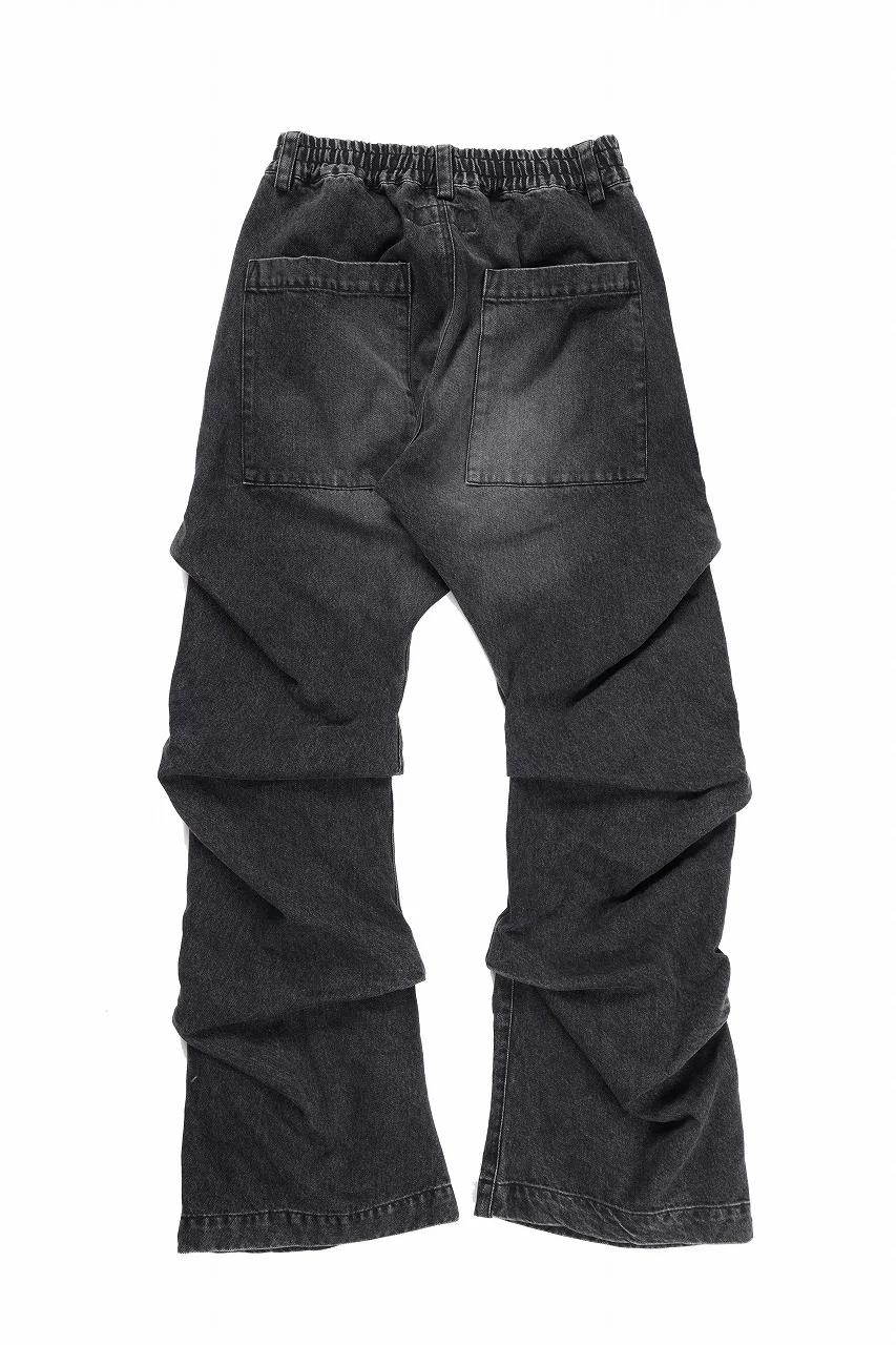 A.F ARTEFACT TUCK SLIM BAGGY PANTS / FADED DENIM (BLACK) - Image 3