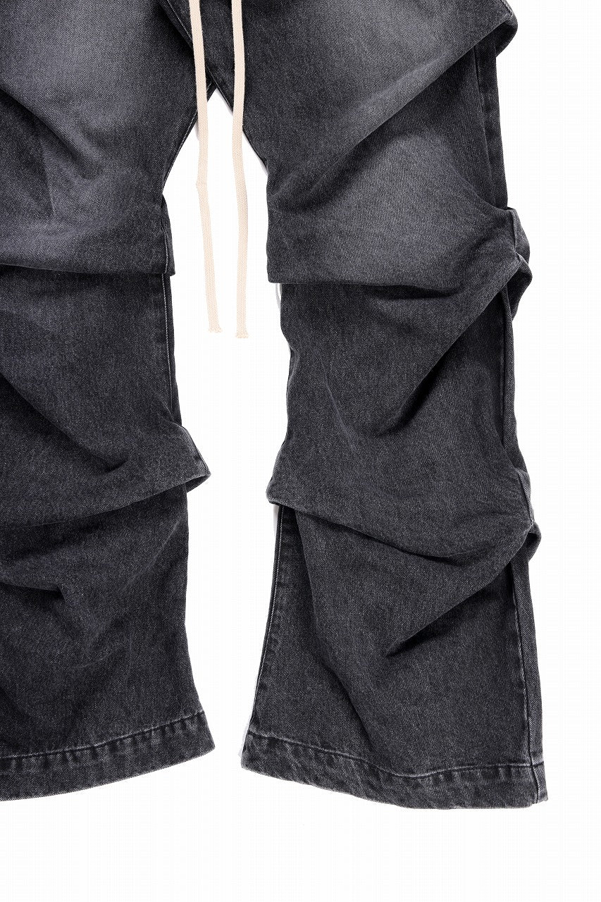 A.F ARTEFACT TUCK SLIM BAGGY PANTS / FADED DENIM (BLACK) - Image 5