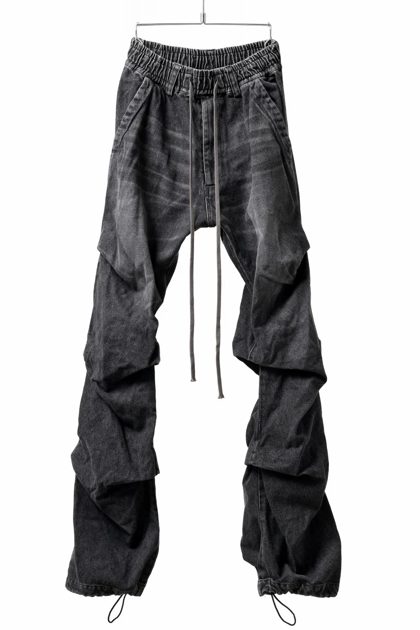 A.F ARTEFACT TUCK VOLUME BAGGY PANTS / FADED DENIM (DAMAGE BLACK) - Image 10