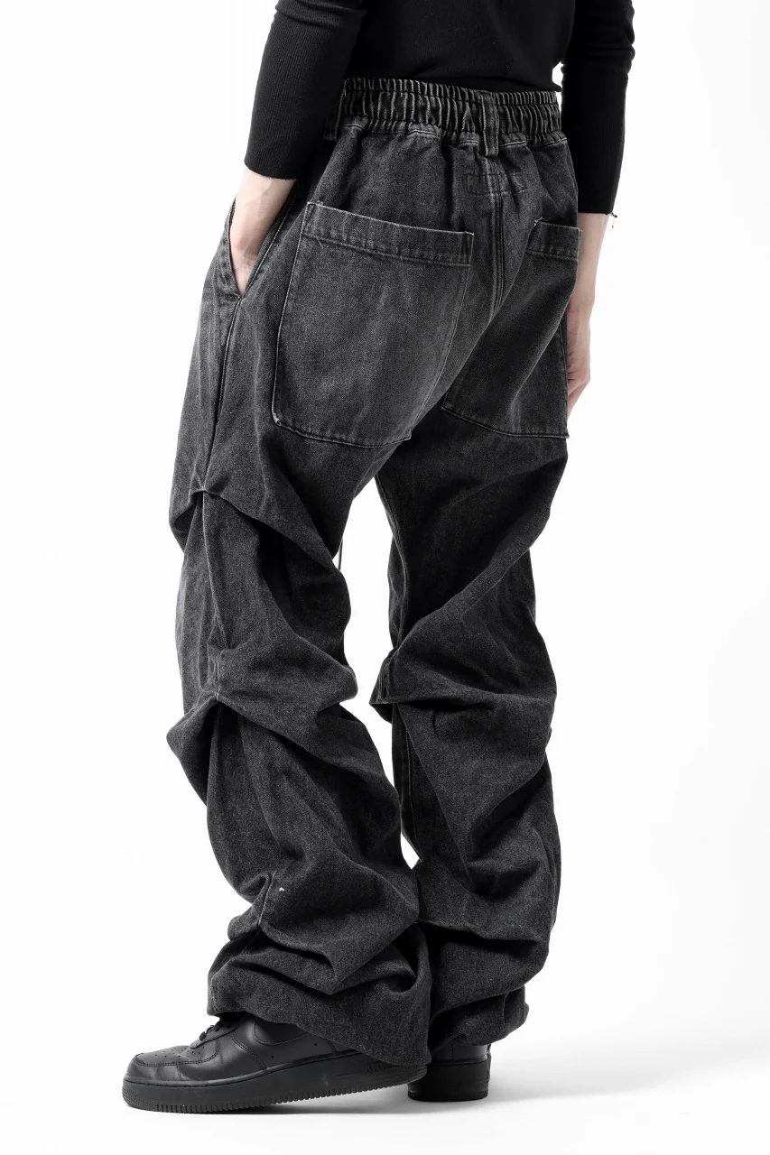A.F ARTEFACT TUCK VOLUME BAGGY PANTS / FADED DENIM (DAMAGE BLACK) - Image 9