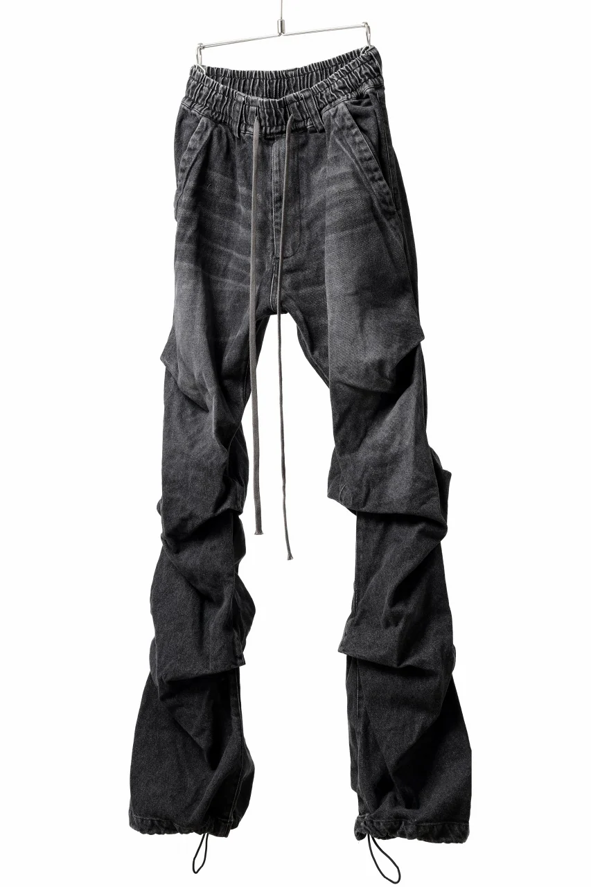 A.F ARTEFACT TUCK VOLUME BAGGY PANTS / FADED DENIM (DAMAGE BLACK) - Image 11