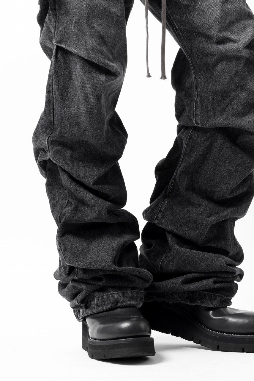 A.F ARTEFACT TUCK VOLUME BAGGY PANTS / FADED DENIM (DAMAGE BLACK) - Image 14