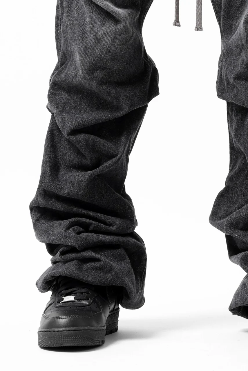 A.F ARTEFACT TUCK VOLUME BAGGY PANTS / FADED DENIM (DAMAGE BLACK) - Image 16
