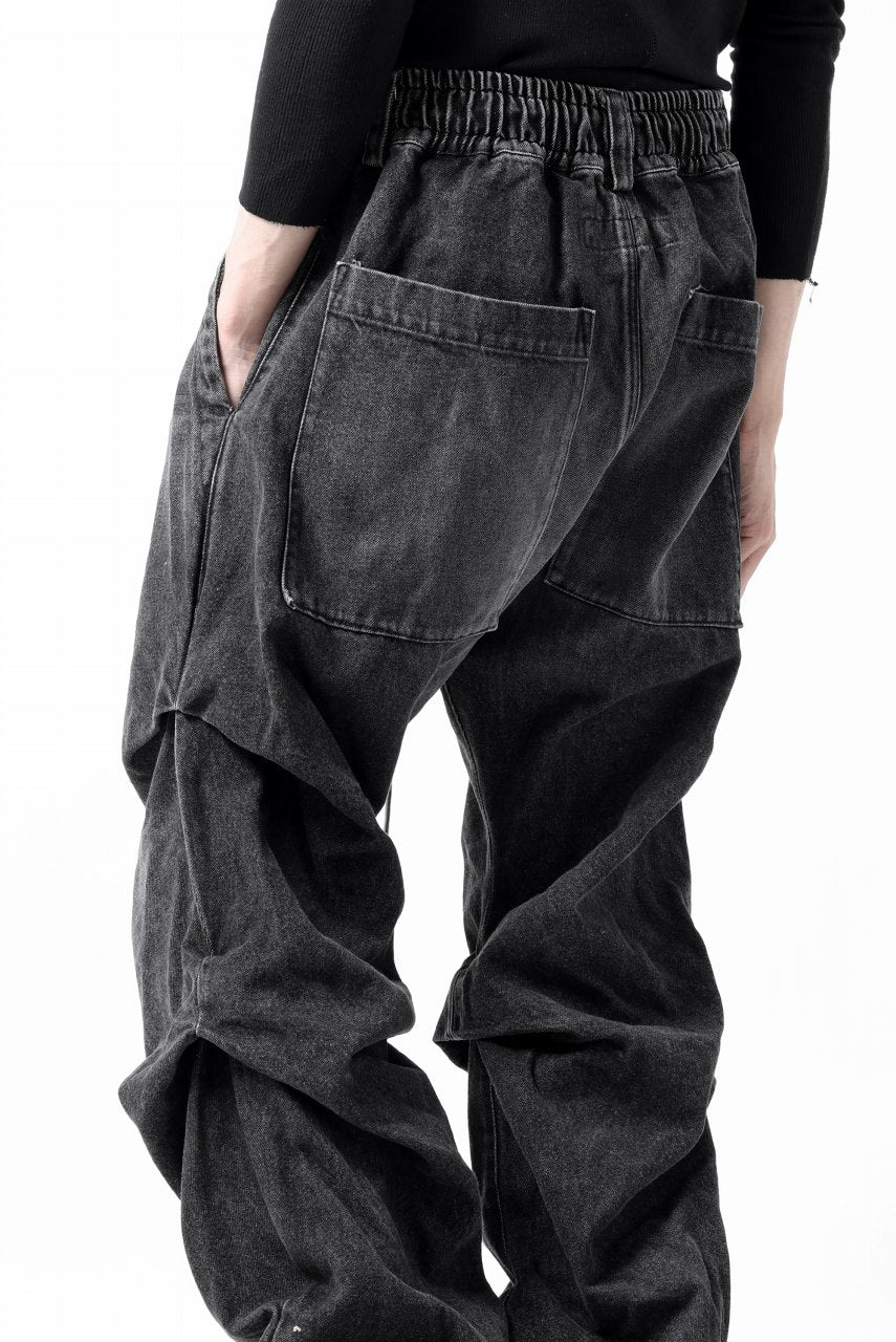 A.F ARTEFACT TUCK VOLUME BAGGY PANTS / FADED DENIM (DAMAGE BLACK) - Image 18