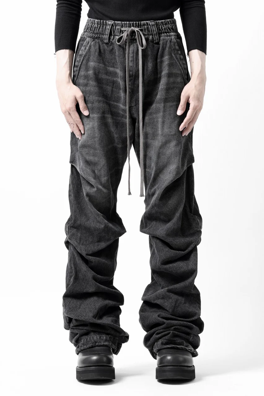 A.F ARTEFACT TUCK VOLUME BAGGY PANTS / FADED DENIM (DAMAGE BLACK) - Image 4