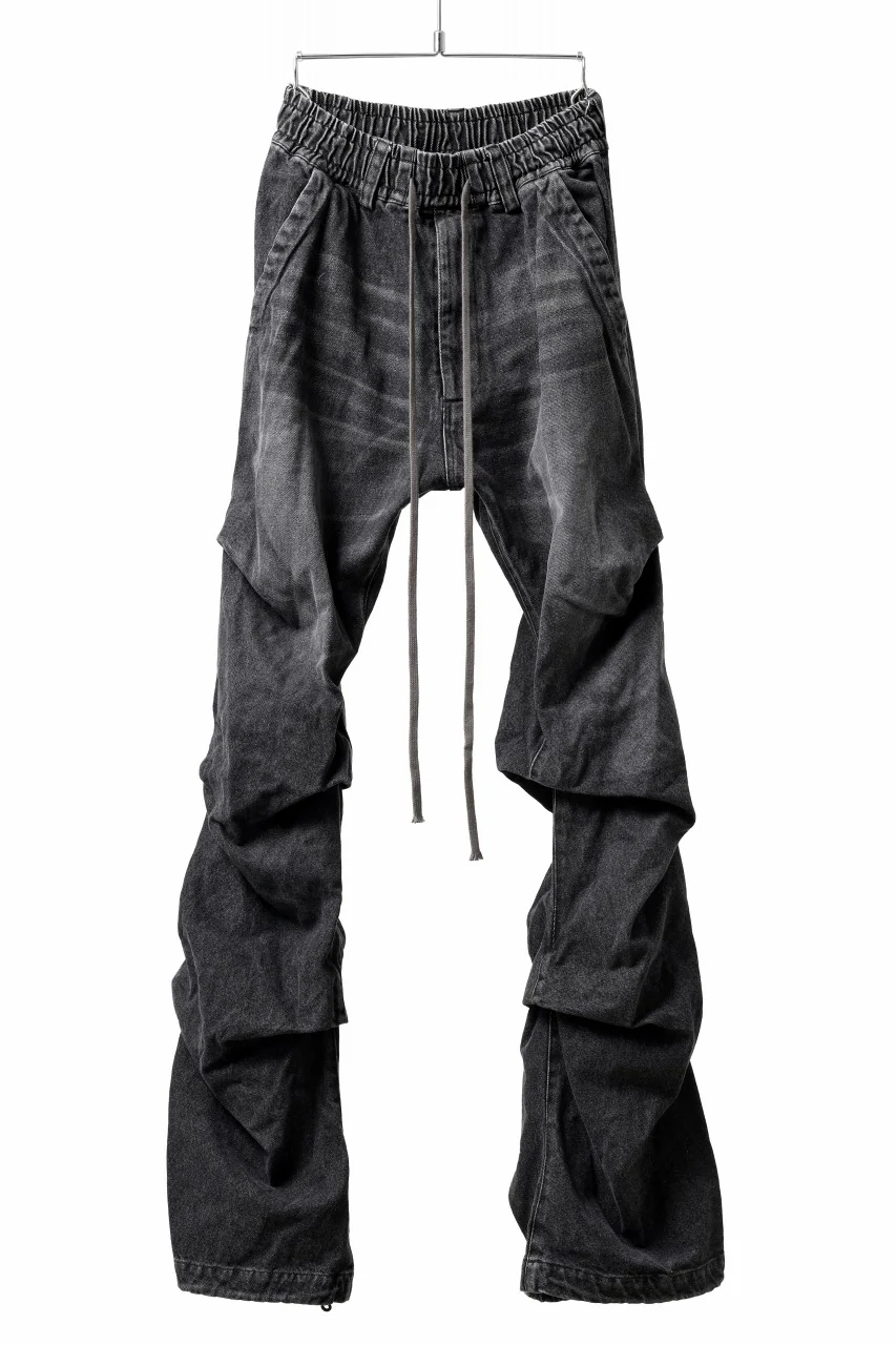 A.F ARTEFACT TUCK VOLUME BAGGY PANTS / FADED DENIM (DAMAGE BLACK)