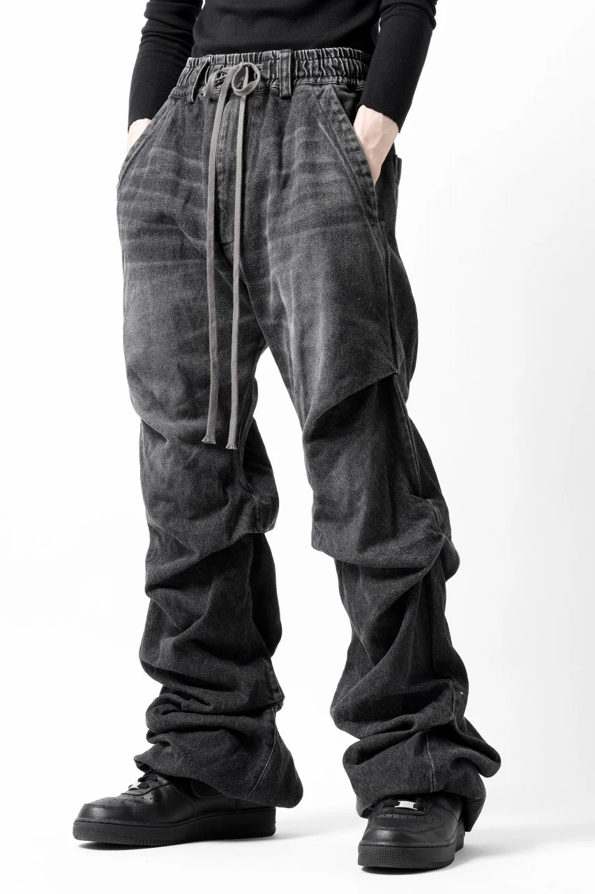 A.F ARTEFACT TUCK VOLUME BAGGY PANTS / FADED DENIM (DAMAGE BLACK) - Image 5